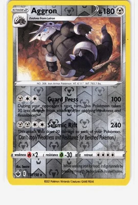 Aggron (Reverse Holo) SWSH06: Chilling Reign 111/198 NM - Image 1 of 2