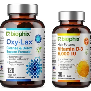 Biophix Oxy-Lax 750 mg 120 Vcaps - Magnesium - Free Vitamin D-3 5000 IU 30 Sg - Picture 1 of 9
