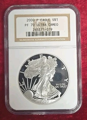 2000-P $1 Proof American Silver Eagle NGC Proof 70 - Image 1 of 4
