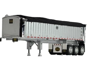 1/64 DCP CHROME/SILVER MAC TRI AXLE END DUMP TRAILER W/ BLACK TARP - Picture 1 of 5