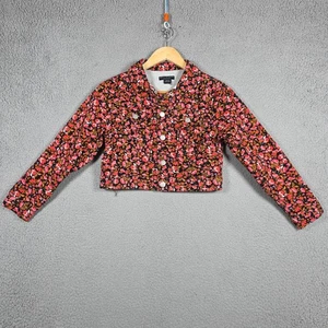 Social Stagndard Denim Jacket Girls Size Large 10-12 Dark Floral Trucker Y2K - Picture 1 of 12