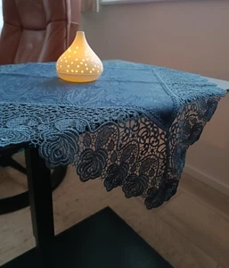 Tischdecke, Mitteldecke, Spitze Rosenmotiv, 57 x 57 cm Blau, Marke Geras - Bild 1 von 6
