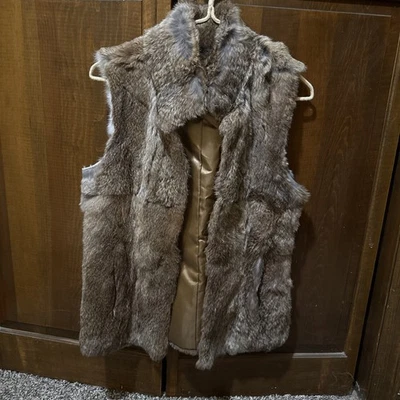 Michael Michael Kors Mujer Piel de Conejo Chaleco Chaqueta Marrón Blanco Talla Extra Pequeña Foto 1 de 3