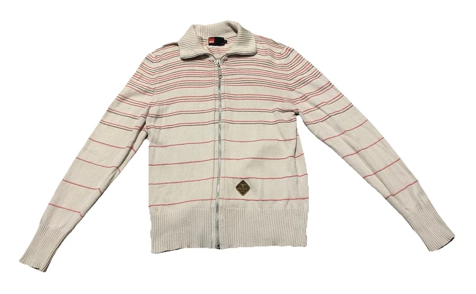 Chaqueta Suéter Diesel Vintage Para Hombre Rayas Cremallera Completa S Algodón Calavera Serpiente Dados Foto 1 de 4