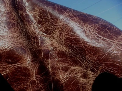 Genuine Camel leather hide Distressed Dark Brown semi gloss finish full bodied - Image 1 of 4