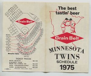 1975 Minnesota Twins pocket schedule Grain Belt Beer