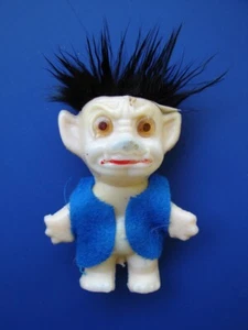 Lucky Shnooks RARE WHITE Monster Troll 1960's 3" Vinyl Toy Blow Mold HONG KONG - Picture 1 of 11
