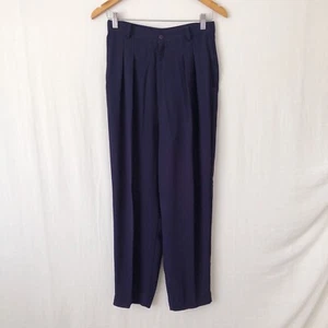 Vintage MR K Pants Trousers Size 8-10 S-M Navy Blue Tapered High Waist Office - Picture 1 of 9