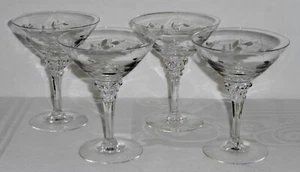 4 - Tiffin 17501 ROSE MARIE Cut Floral Champagne Goblets Sherbet Glasses 5-1/4" - Picture 1 of 4