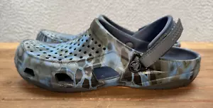Crocs Clogs Mens 7 Blue Black Kryptek Neptune Camo Swiftwater Deck Outdoors - Picture 1 of 11