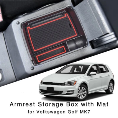 For VW Golf 2013 2014 2015 2016+ Armrest Storage Box Central Console Tray Black - Image 1 of 4