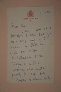 Queen Mother Clarence House Brief signiert von Martin Gilliat Privatsekte 1983 - Bild 1 von 8