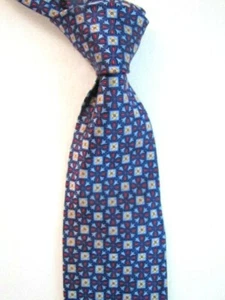 STUNNING! ANGELOS Italian Luxury Silk Necktie Blue Red Woven Geometric Italy - Picture 1 of 7