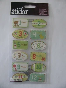 Sticko Aufkleber BABYS ERSTES JAHR Monate Maße 12 Stück Neu aus altem Lagerbestand - Bild 1 von 1