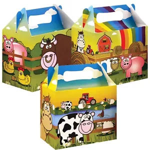 Cajas de comida para fiesta animal de granja unisex fiesta cumpleaños celebración almuerzo caja dulces - Imagen 1 de 5