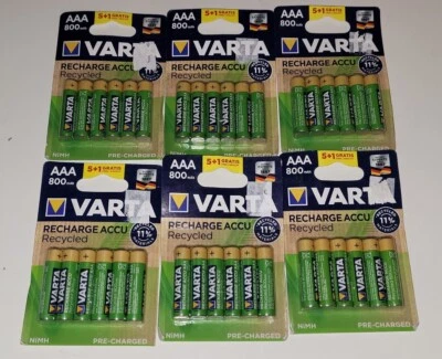 Lot De 6 Packs De 6 Piles Varta Recharge Accu Recycled - AAA-HR03 - 800 mAh NEUF - Photo 1/3