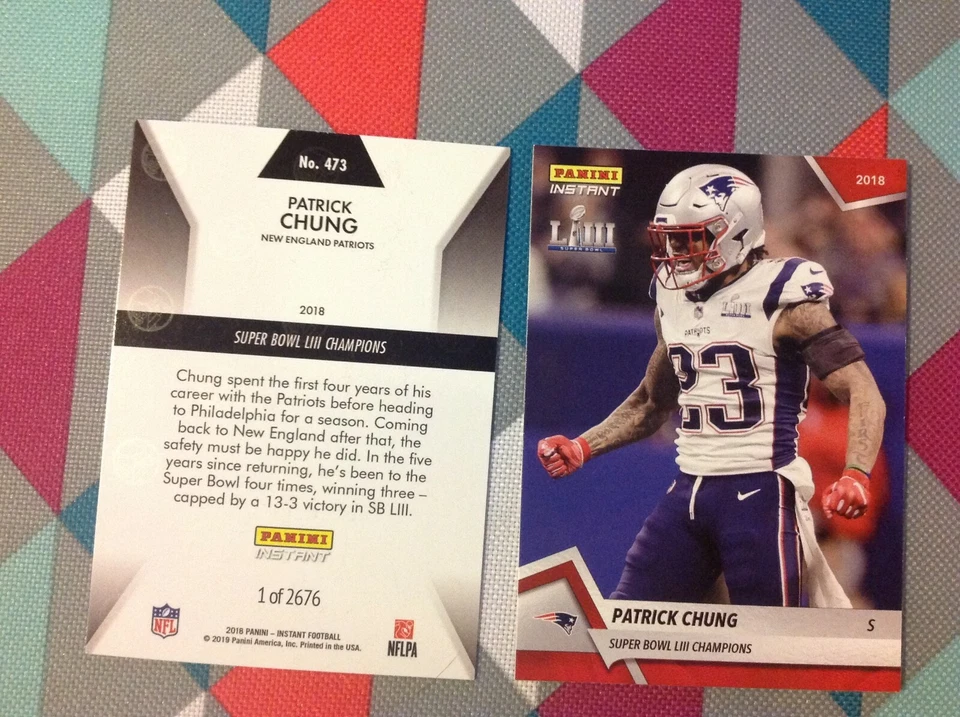 PATRICK CHUNG #473 Patriots - 2018/2019 Panini Instant LIII SUPER BOWL 53 - Image 1 of 1