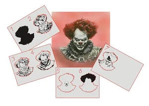 AS-374 Clown Step by Step Schablone für Acryl Airbrush Spray Wand Tattoo Farbe - Picture 1 of 2