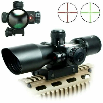 Escopo de rifle tático 2.5-10x40 ponto mil iluminado duplo com laser vermelho e montagem - Imagem 1 de 4