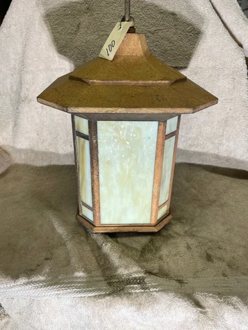 Vintage Salvage Slag Glass Metal Porch Light Fixtures Outdoor Lamp Sconce Cover