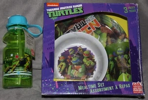 Teenage Mutant Ninja Turtles 3pc Plate Bowl Cup Set + Bottle TMNT Nickelodeon - Picture 1 of 5