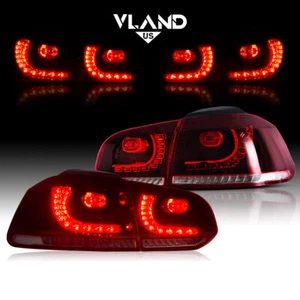 VLAND Rear Lights For 2008-2013 VW Golf 6 MK6 MK VI GTI R Red LED Tail Lights - Picture 1 of 12