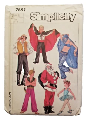 Vintage Simplicity Sewing Pattern Costumes #7651 Boys & Girls Uncut Sizes 2-4 - Image 1 of 2