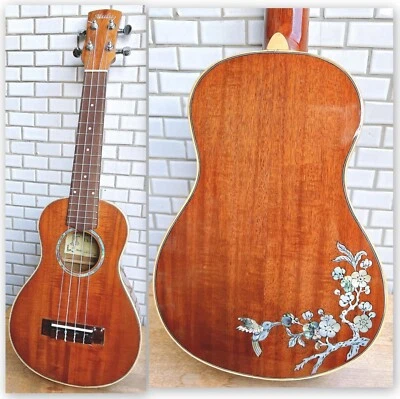 Alulu Solid Acacia Koa Concert Ukulele, hummingbird inlay, with case HU1630 - Image 1 of 4