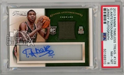 Giannis Antetokoumpo 2013-14 Panini Timeless Treasures Auto Rookie RC #129 PSA 8 - Image 1 of 2