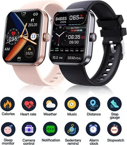 Montre Connectée, Appel Bluetooth, Cadran avec Oxygène Sang Fréquence Cardiaque Sommeil Fitness Tra - Photo 1 sur 10