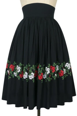 Falda Trashy Diva 4 Hilda Negra Algodón Voile Rosa Bordado Borde XS Foto 1 de 2