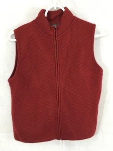 WOOLRICH Damen ärmellose Wollweste mit durchgehendem Reißverschluss Größe Petite Small rubinrot - Bild 1 von 7