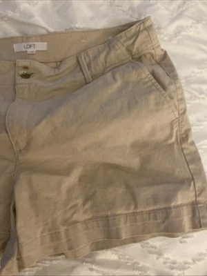 LOFT Ann Taylor The Riviera Short 4" Womens 14 Linen Cotton Teal Chino - Image 1 of 4