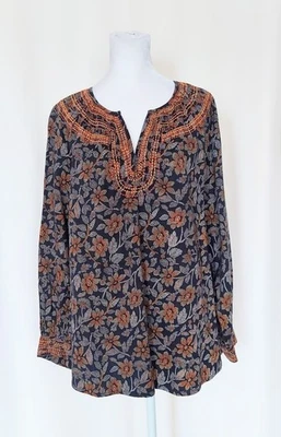 Pure Jill женщин миниатюрный средний PM цветочный туника блузка верхняя вышивка новый с Ярлыками - Изображение 1 из 4