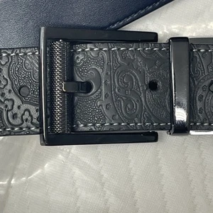 Robert Graham Belt Men's Sz 50/52 Gray Blue Reversible Paisley Embossed Leather - Picture 1 of 7