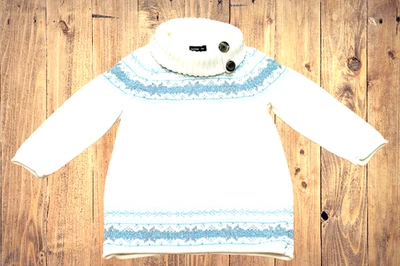 Suéter GAP Cuello Alto Fair Isle Marfil Copo de Nieve Azul Brillante Gris Niñas 2T ¡EXCELENTE ESTADO USADO! Foto 1 de 3