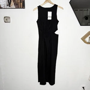 New Zara Black Sleeveless Maxi Dress Side Cut Out Women’s XS Formal Hoco Prom - Picture 1 of 10