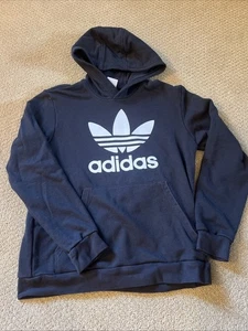 Adidas Hoodie Boys Size 11-12Y Youth Active Black Size Medium With Front Pocket - Picture 1 of 6