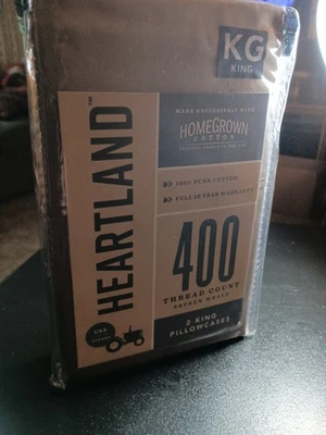 Fundas de almohada Heartland Homegrown 400 TC 100 % algodón tejido satén KING (2) TAUPE Foto 1 de 4