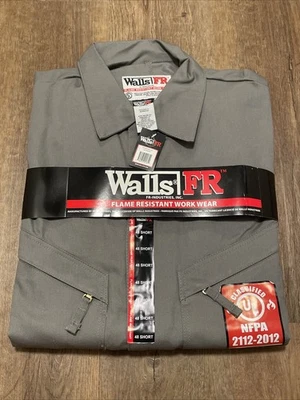 Walls FR Coveralls 48 Short Gray Men's Work Wear By FR Industries ATPV 9.6 - Image 1 of 4