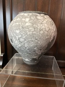 Brent Skinner Raku Keramik 10" Gefäß Vase 1999 signiert #0220 wunderschön grau/schwarz - Bild 1 von 24