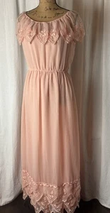Maxi Vestido De Colección Dan Lee Couture Melocotón 2 Piezas Encaje Escote Y Dobladillo Talla S - Imagen 1 de 8