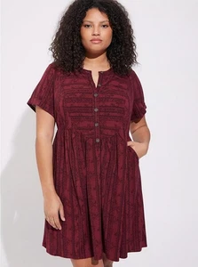 Vestido Torrid Mini Lenny Botón Frontal Acampanado Rojo Ladrillo Floral Talla 2 (2X) Nuevo con Etiquetas - Imagen 1 de 13