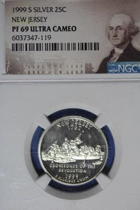 1999 S NGC PF69ULTRA CAMEO NEW JERSEY WASHINGTON QUARTER #B50935 - Picture 1 of 2