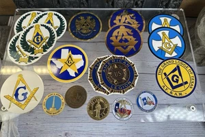 Masonic 3" sticker decal coin lot 14 decal 5 coins texas freemason  - Picture 1 of 11