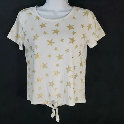 Camiseta Justice Niñas Manga Corta Blanca con Brillo Estrellas Doradas 14/16 Foto 1 de 4