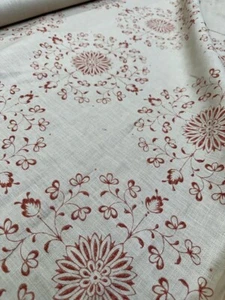 Beige, lino estampado terracota, W142 cm, 1,5 metros £35 piezas - Imagen 1 de 4