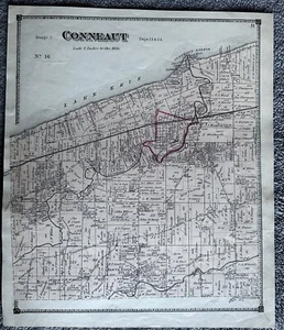Conneault Kingsville OH 1874 original colored map. Shows homeowners names. - Picture 1 of 2