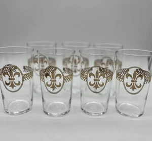 Fluer-de-lis Goldtoned Emblem Vintage Libby Barware Gläser 7er Set - Bild 1 von 7