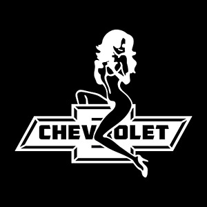 Chevy Chevrolet Bowtie With Sexy Girl Logo die cut decal Made in USA 6+yr